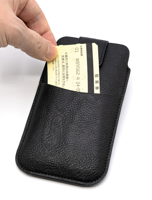 薄くて軽いレザー(革)調のスマホポーチ(標準スマホ用)