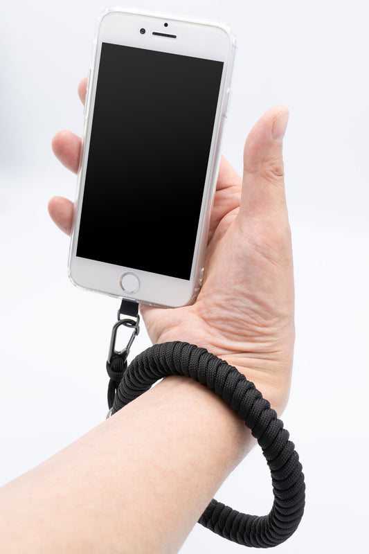 パラコード組紐のスマホ用リストストラップ 黒