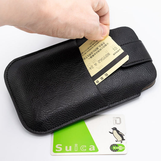 薄くて軽いレザー(革)調のスマホポーチ(大画面スマホ用)