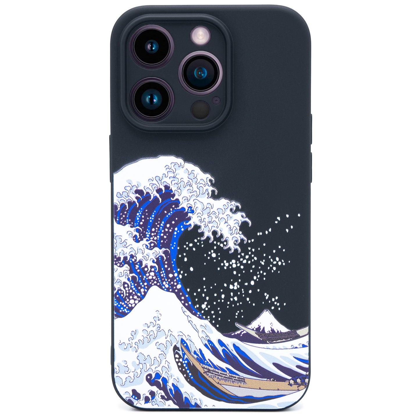 3D 立体プリント 葛飾北斎 浮世絵 スマホケース 黒 ソフト