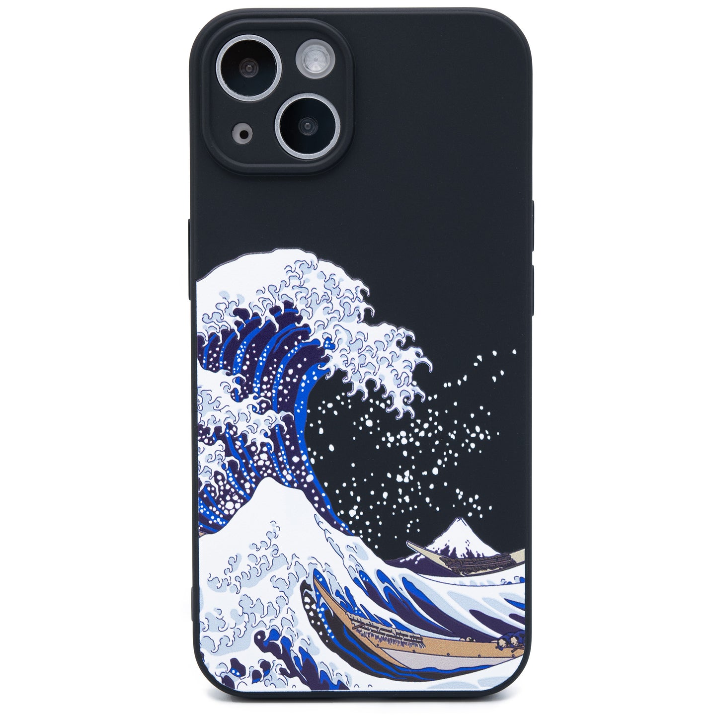 3D 立体プリント 葛飾北斎 浮世絵 スマホケース 黒 ソフト