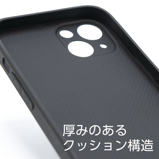 レザー調 クッション iPhone ケース 黒