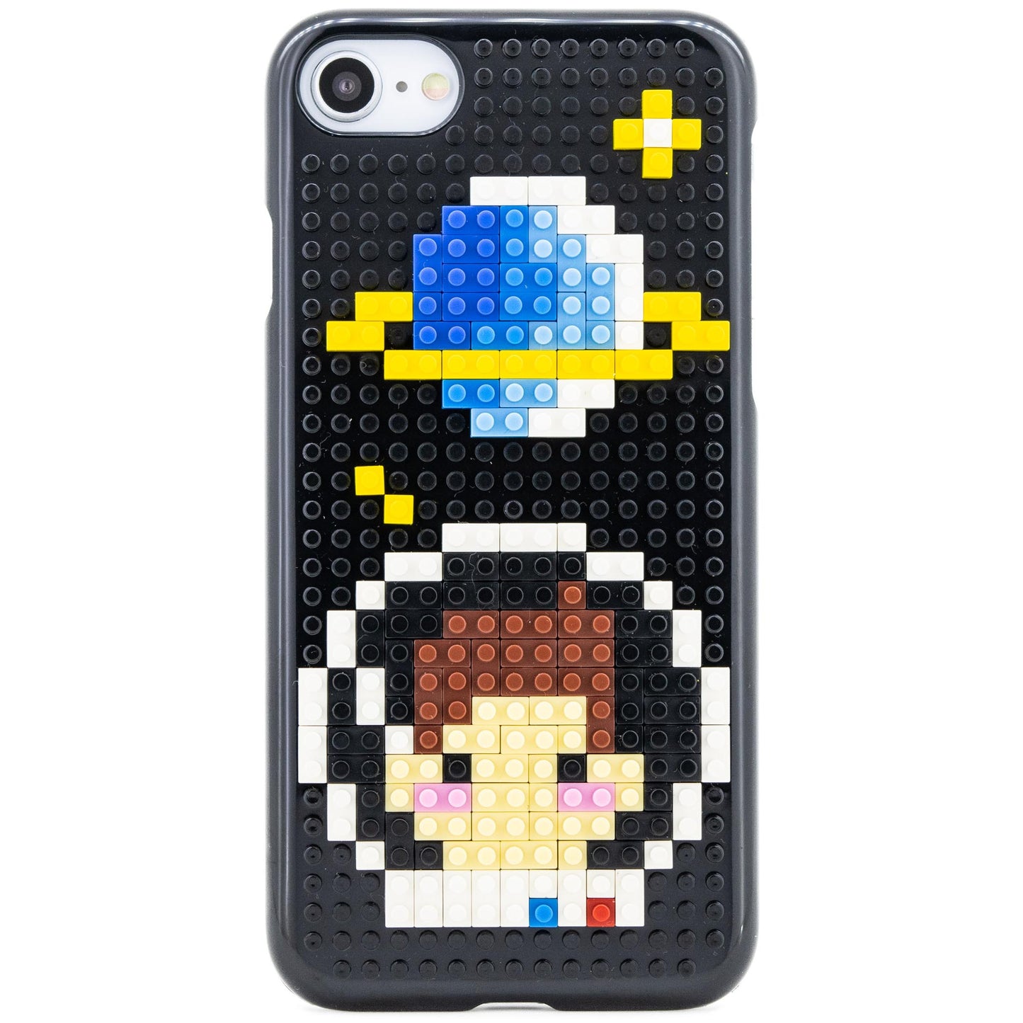 ブロックで描かれた宇宙飛行士 iPhone SE (第3世代) (第2世代) ケース(ハードタイプ)黒