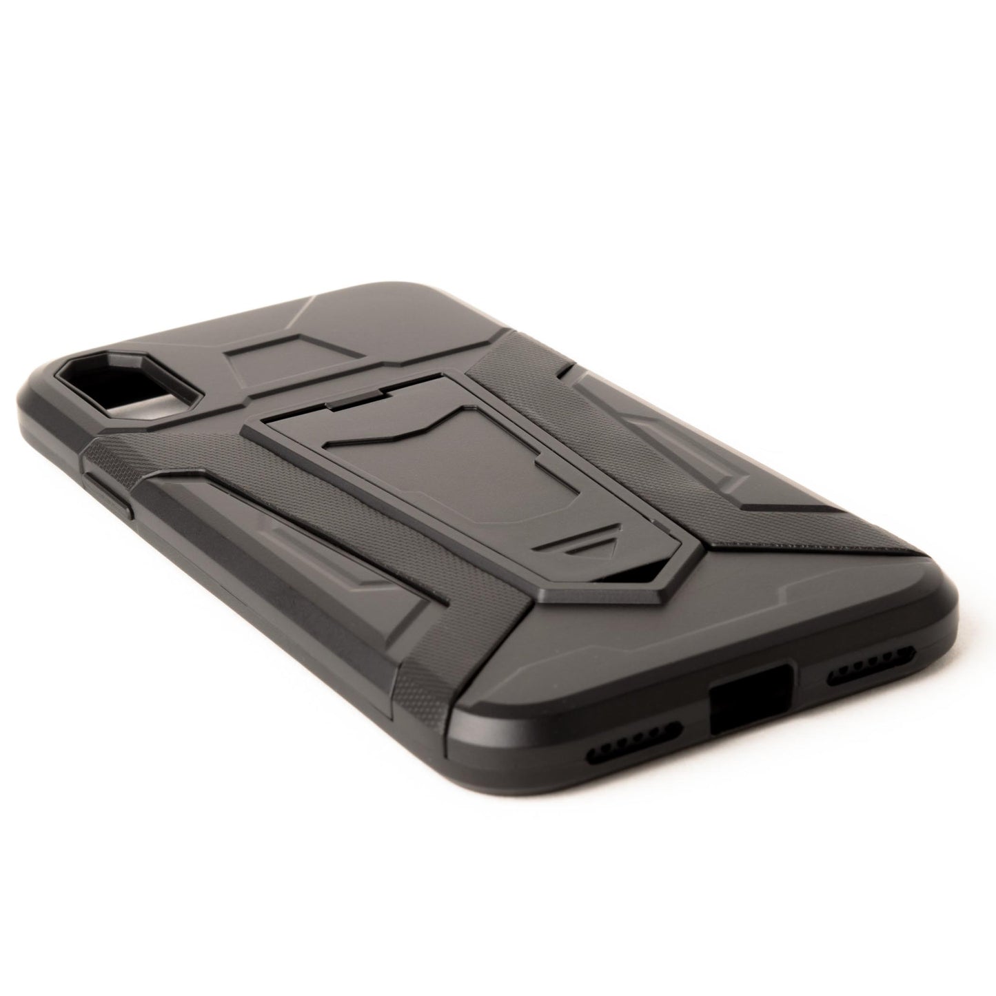 二重構造 衝撃吸収 iPhone X ケース キックスタンド 黒