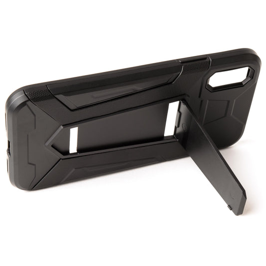 二重構造 衝撃吸収 iPhone X ケース キックスタンド 黒