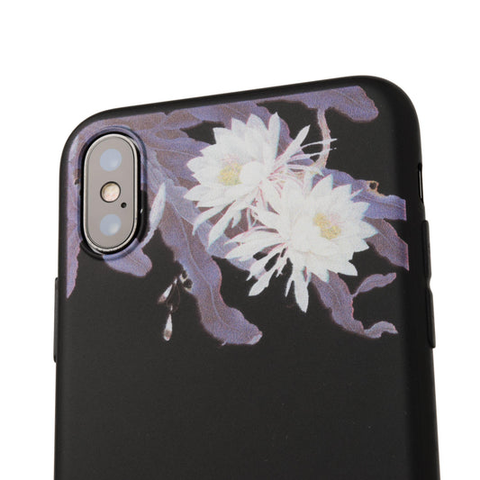 花柄 和風 iPhone X ケース 黒 ソフト