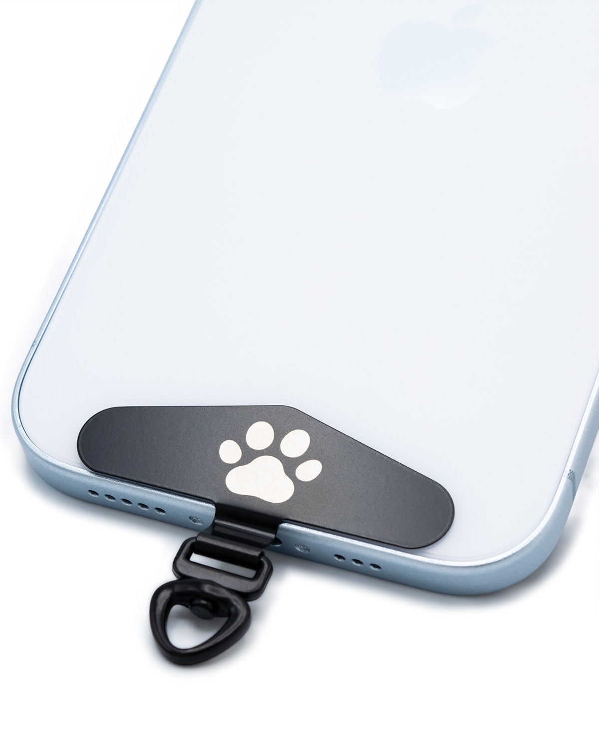 かわいい足跡（肉球）のステンレス製ストラップホルダー 黒 NEW