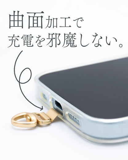 かわいい足跡（肉球）のステンレス製ストラップホルダー V シャンパンゴールド