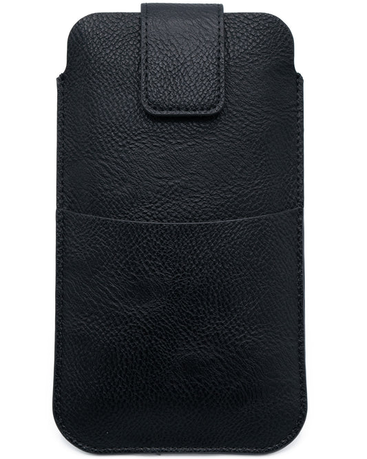 薄くて軽いレザー(革)調のスマホポーチ（大きめ標準スマホ用）