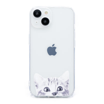 かわいい猫の透明なスマホケース, iPhone 15