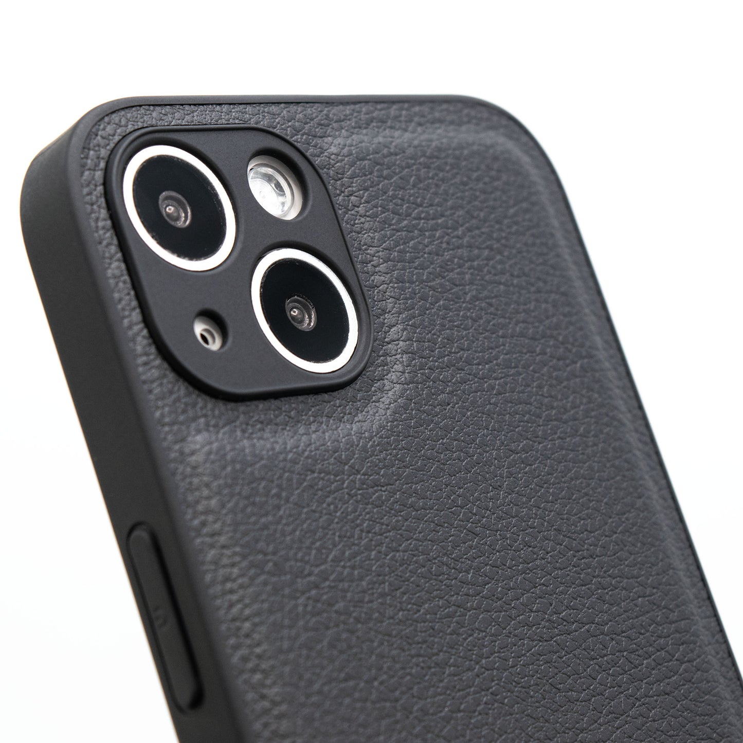 レザー調 クッション iPhone ケース 黒