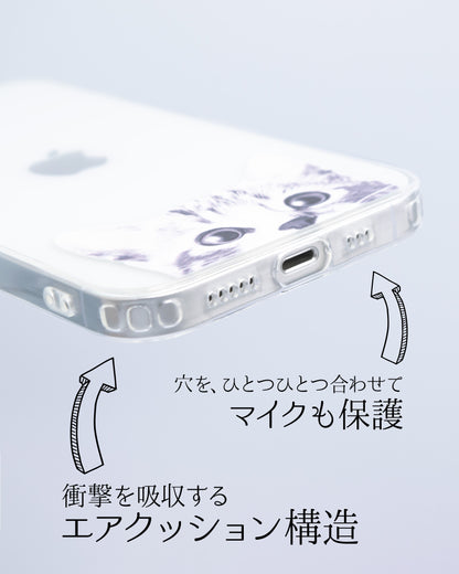 かわいい猫の透明なスマホケース, iPhone 15