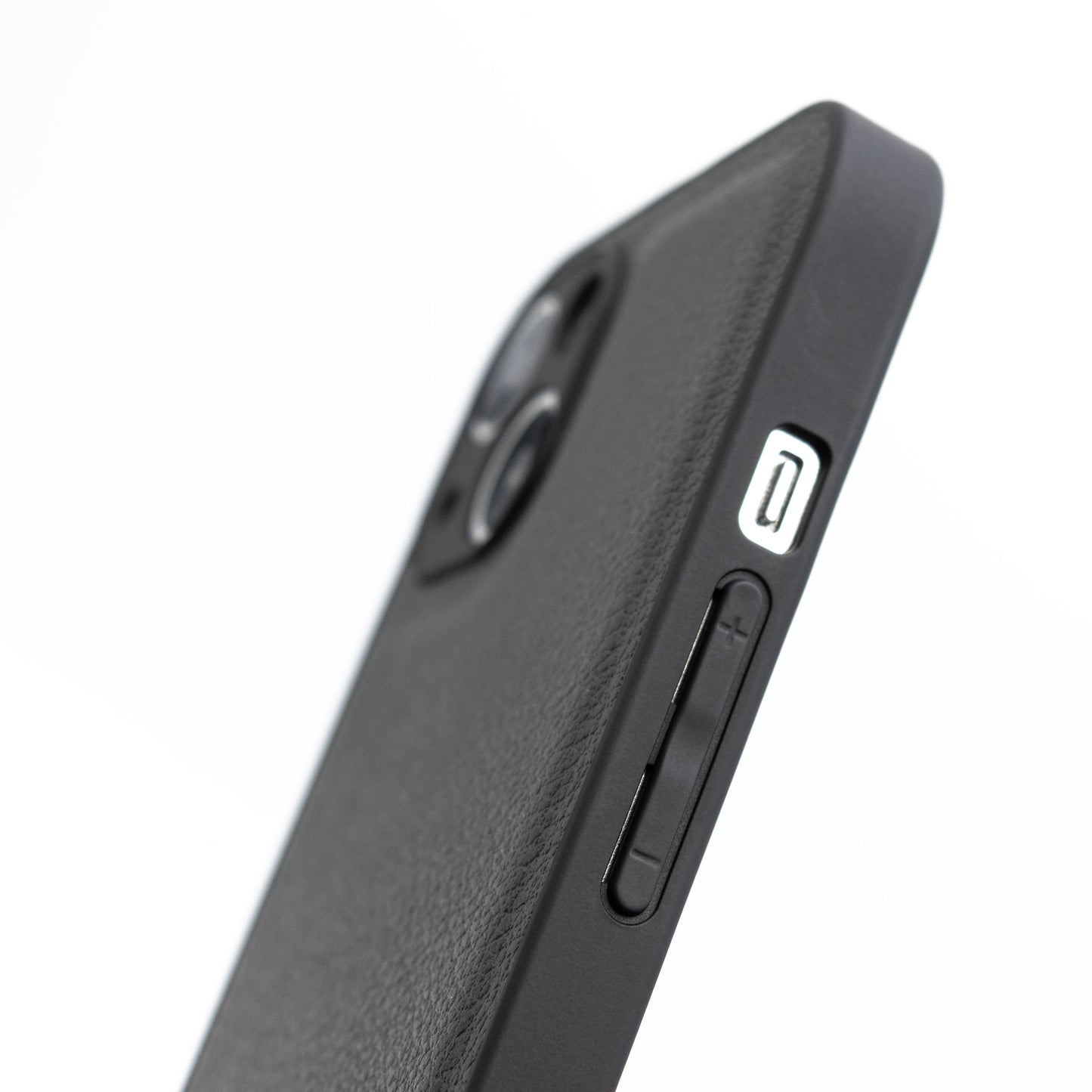 レザー調 クッション iPhone ケース 黒