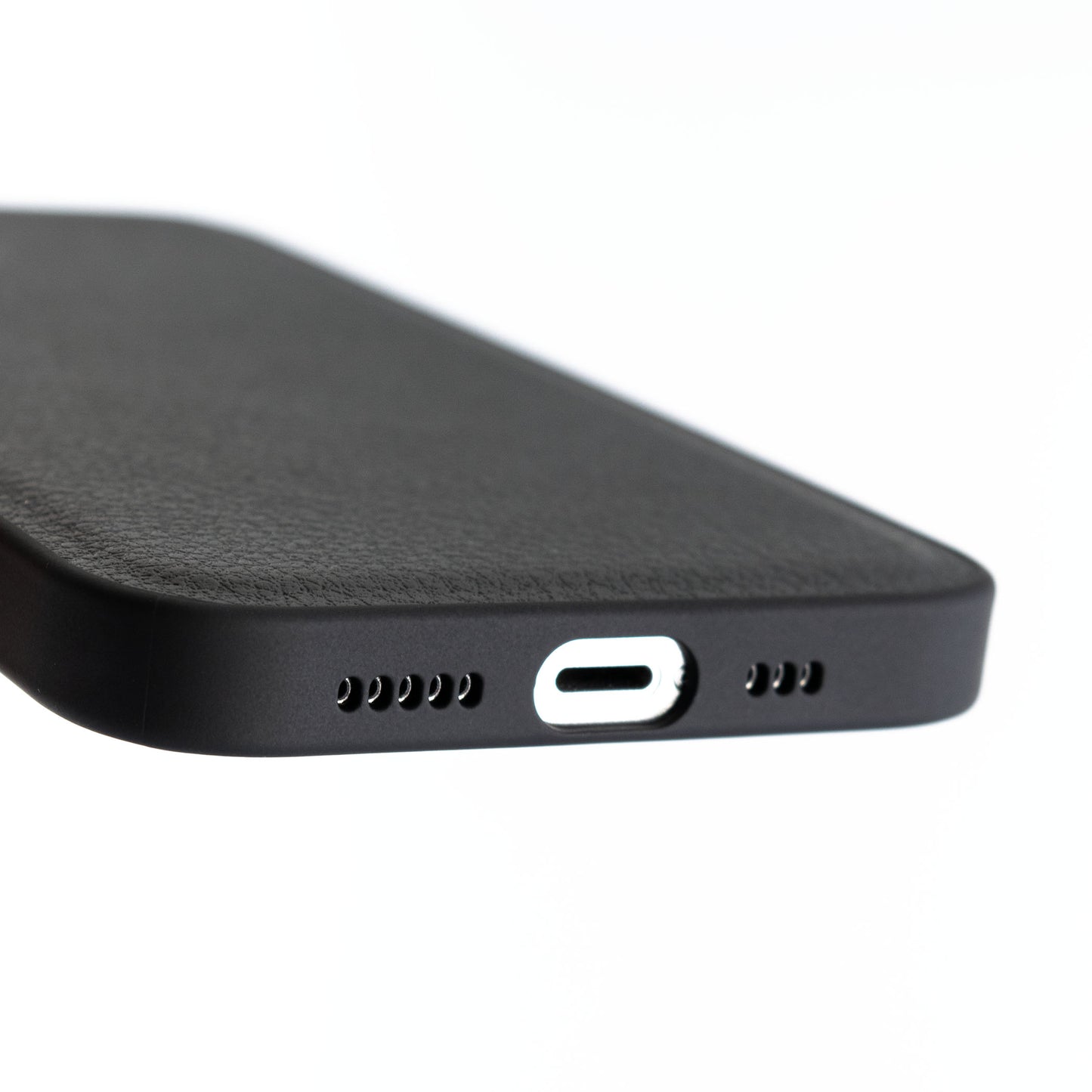 レザー調 クッション iPhone ケース 黒