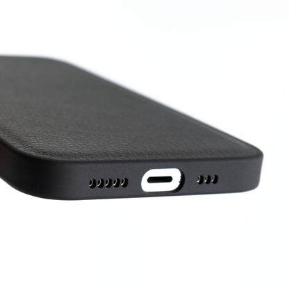 レザー調 クッション iPhone ケース 黒