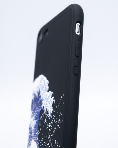 3D 立体プリント 葛飾北斎 浮世絵 iPhone 13 ケース 黒 ソフト