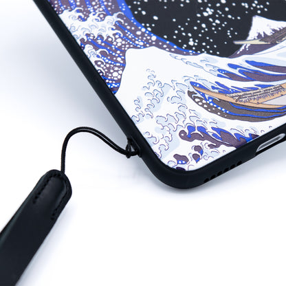 3D 立体プリント 葛飾北斎 浮世絵 iPhone 13 ケース 黒 ソフト