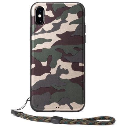 迷彩柄のストラップ付きiPhone Xケース