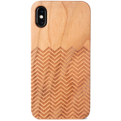 ジグザグ 波模様 天然木 木製 iPhone XS / X ケース ナチュラルウッド