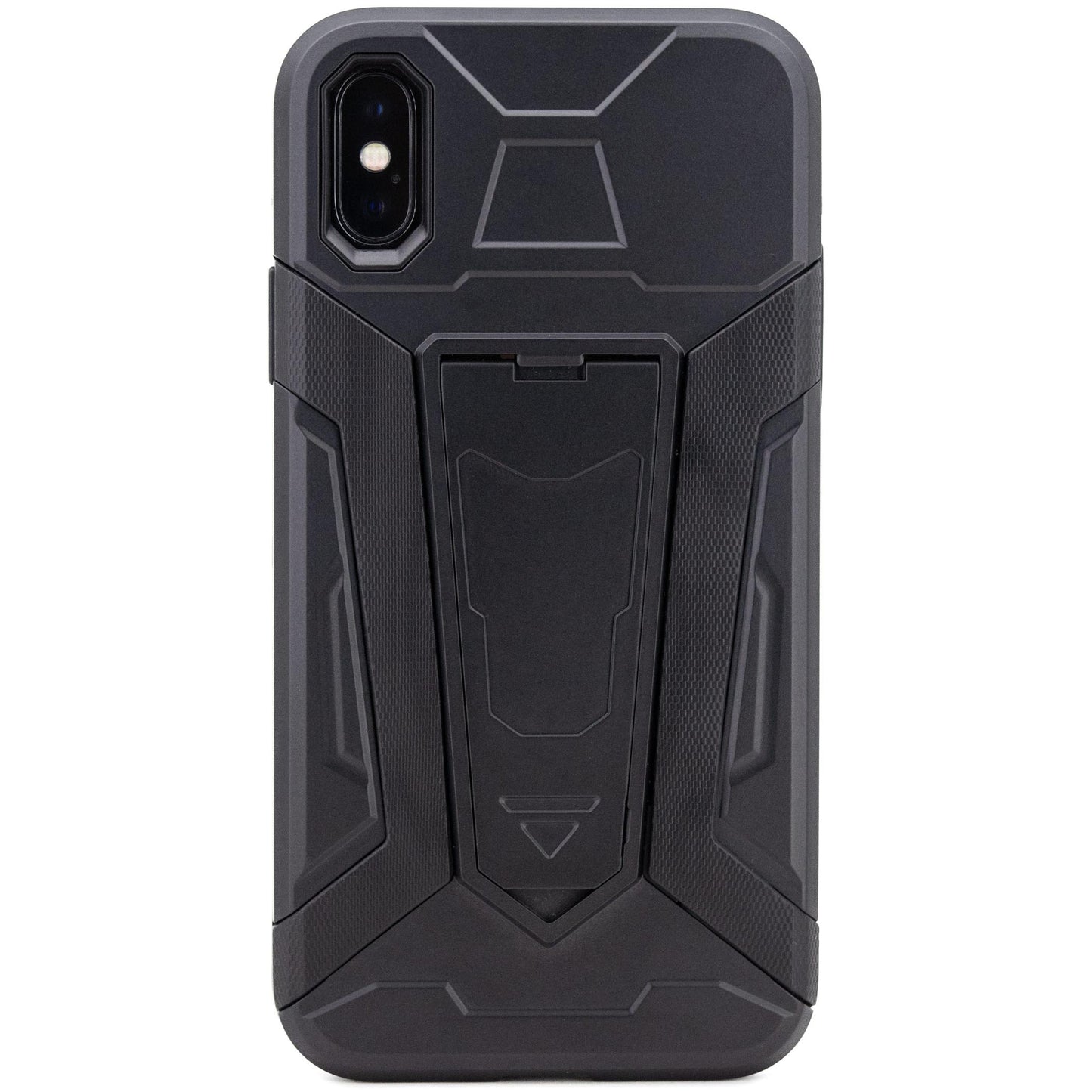 二重構造 衝撃吸収 iPhone X ケース キックスタンド 黒