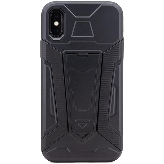 二重構造 衝撃吸収 iPhone X ケース キックスタンド 黒