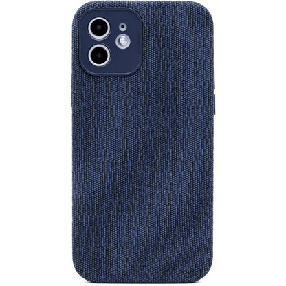 ZUKOU ファブリック iPhone 12 ケース 無地 布 ネイビー 紺