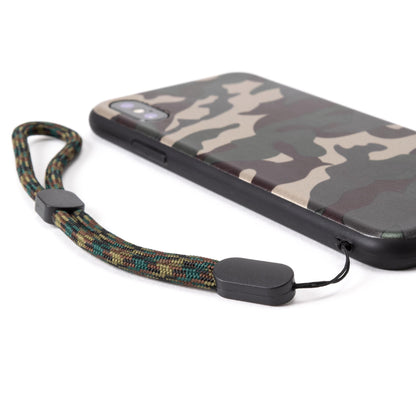 迷彩柄のストラップ付きiPhone Xケース
