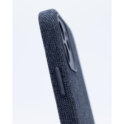 ZUKOU ファブリック iPhone 12 ケース 無地 布 ネイビー 紺