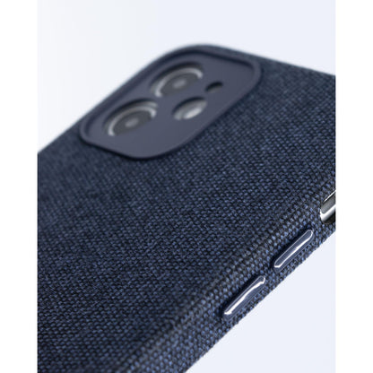 ZUKOU ファブリック iPhone 12 ケース 無地 布 ネイビー 紺