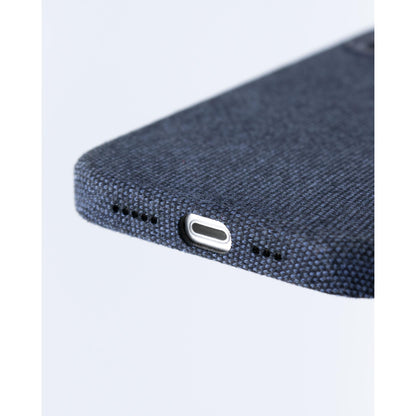 ZUKOU ファブリック iPhone 12 ケース 無地 布 ネイビー 紺