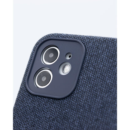 ZUKOU ファブリック iPhone 12 ケース 無地 布 ネイビー 紺