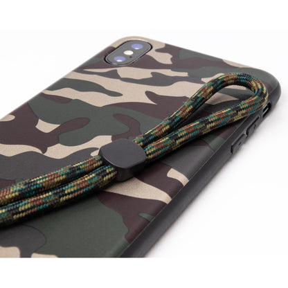 迷彩柄のストラップ付きiPhone Xケース