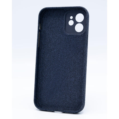 ZUKOU ファブリック iPhone 12 ケース 無地 布 ネイビー 紺