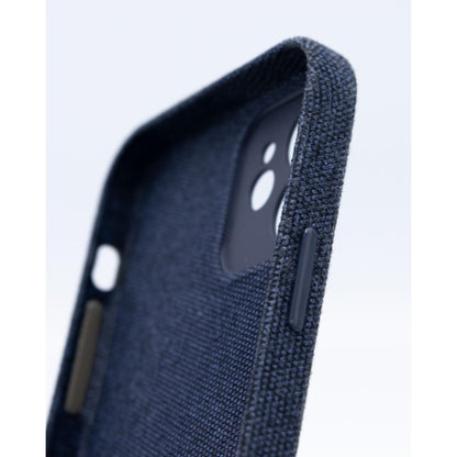 ZUKOU ファブリック iPhone 12 ケース 無地 布 ネイビー 紺