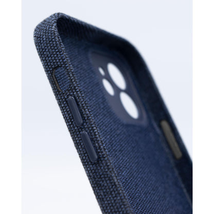 ZUKOU ファブリック iPhone 12 ケース 無地 布 ネイビー 紺