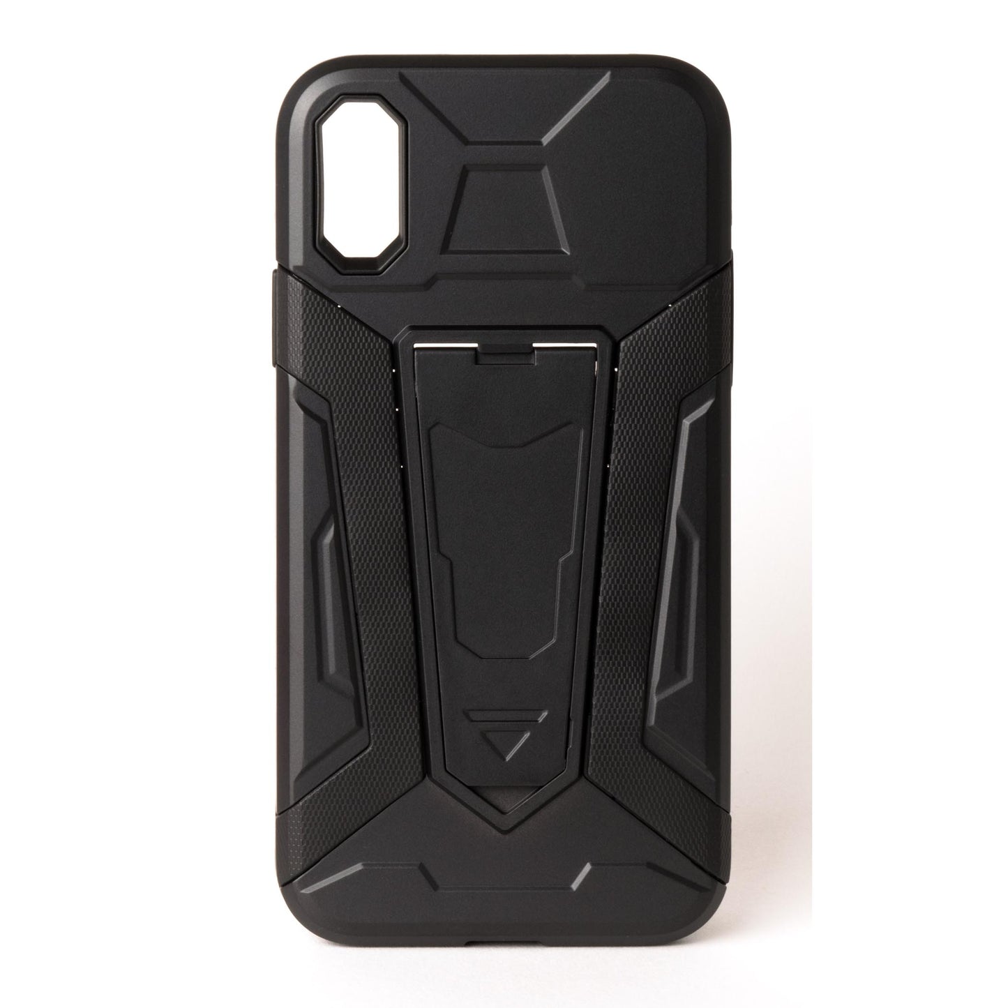 二重構造 衝撃吸収 iPhone X ケース キックスタンド 黒