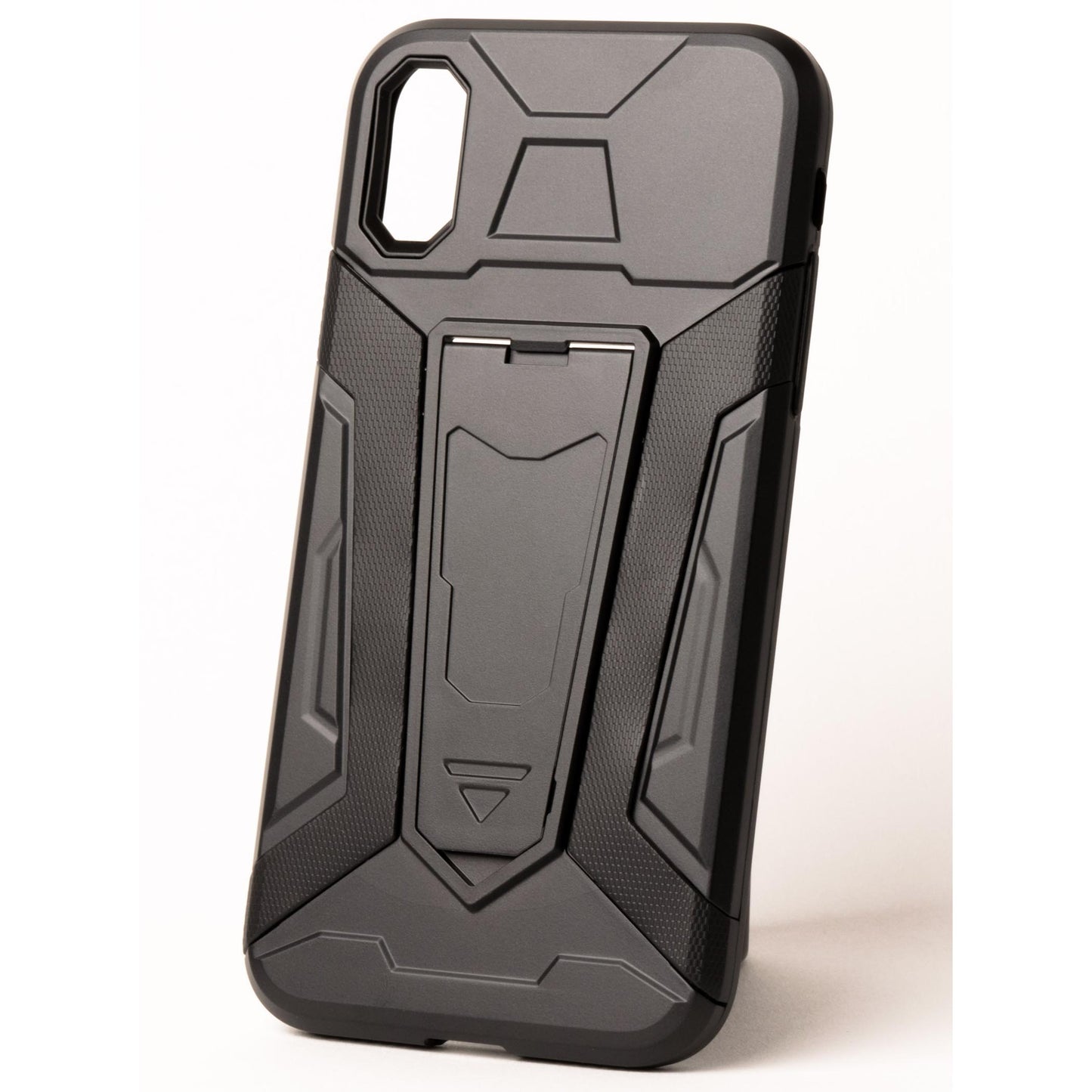 二重構造 衝撃吸収 iPhone X ケース キックスタンド 黒