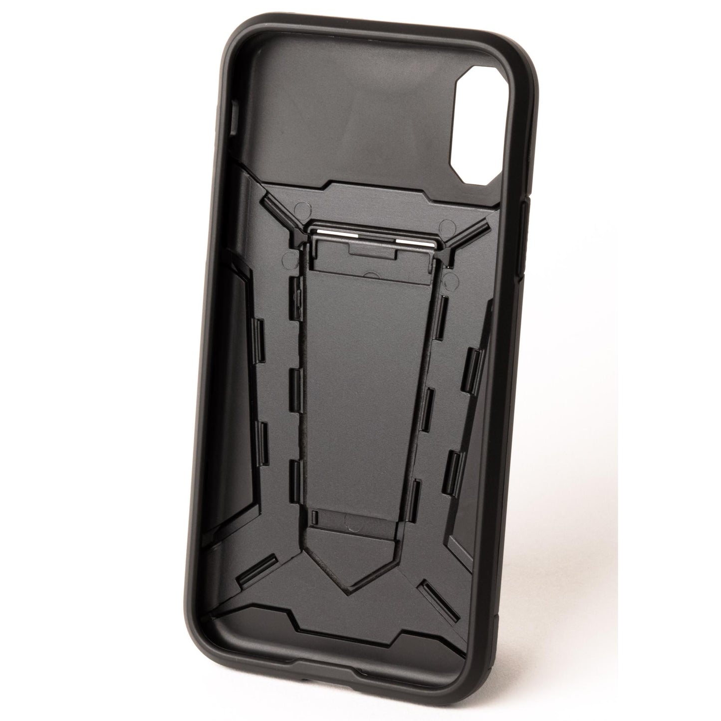 二重構造 衝撃吸収 iPhone X ケース キックスタンド 黒