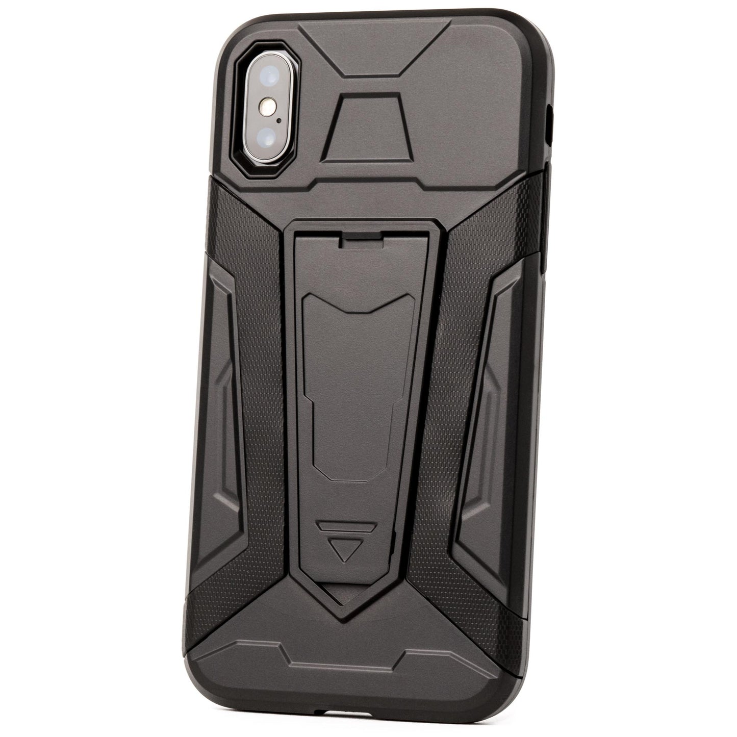 二重構造 衝撃吸収 iPhone X ケース キックスタンド 黒