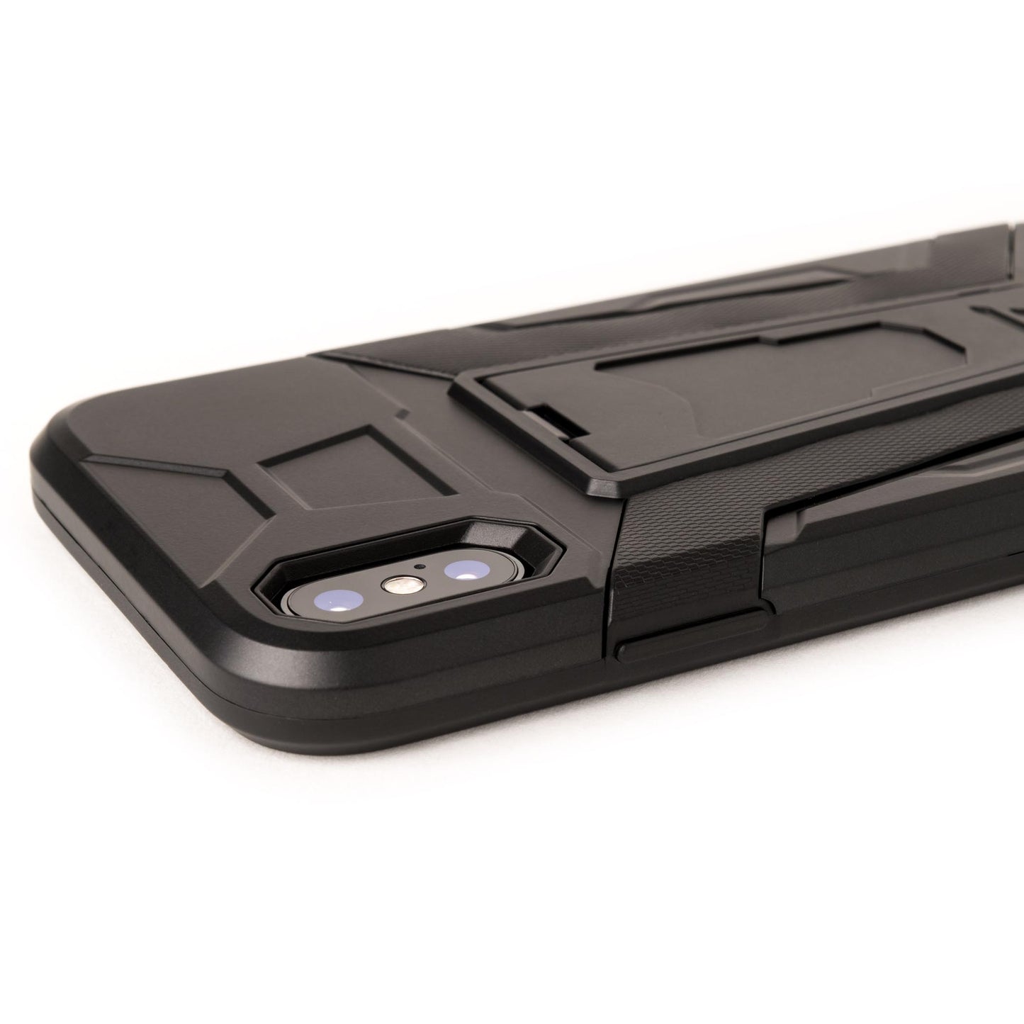 二重構造 衝撃吸収 iPhone X ケース キックスタンド 黒