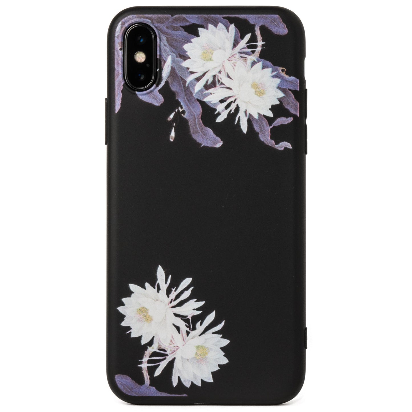 花柄 和風 iPhone X ケース 黒 ソフト