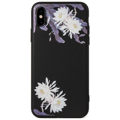 花柄 和風 iPhone X ケース 黒 ソフト